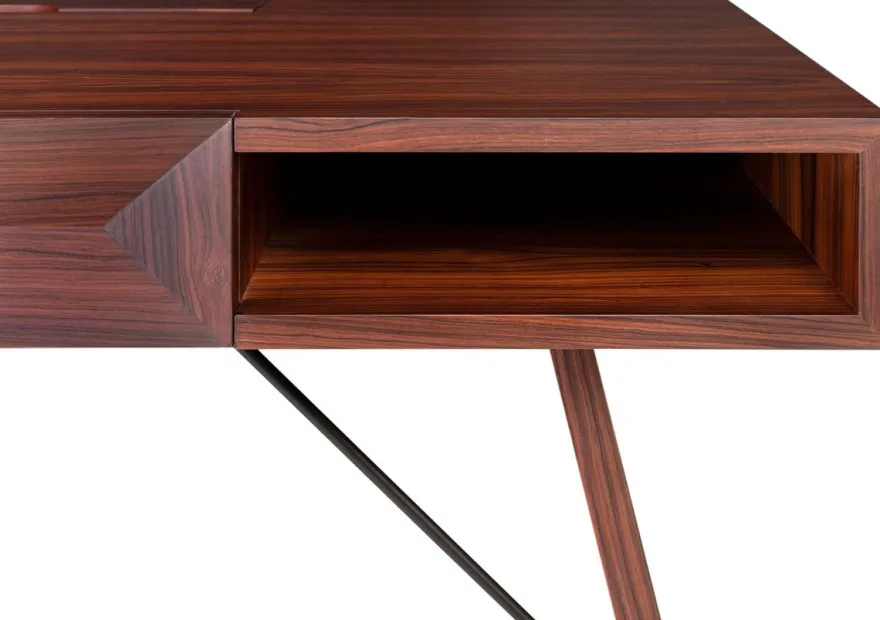 Casa Padrino Luxus Rosenholz Schreibtisch mit Schublade Braun 120 x 60 x H. 76 cm - Luxus Büromöbel
