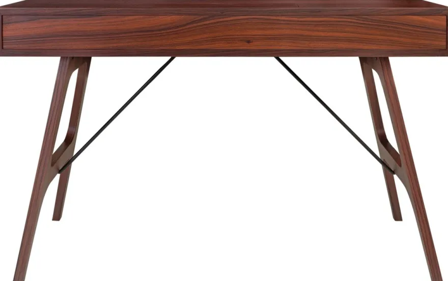 Casa Padrino Luxus Rosenholz Schreibtisch mit Schublade Braun 120 x 60 x H. 76 cm - Luxus Büromöbel