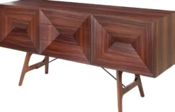 Casa Padrino Luxus Rosenholz Sideboard mit 2 Türen und 3 Schubladen Braun 200 x 50 x H. 90 cm - Luxus Qualität