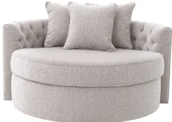 Casa Padrino Luxus Rundsofa Grau 157 x 148 x H. 90 cm - Modernes rundes Wohnzimmer Sofa mit 3 Kissen - Wohnzimmer Möbel - Luxus Möbel