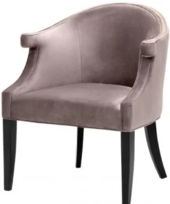 Casa Padrino Luxus Salon Samt Sessel Taupe / Schwarz 70 x 70 x H. 83 cm - Hotel Möbel