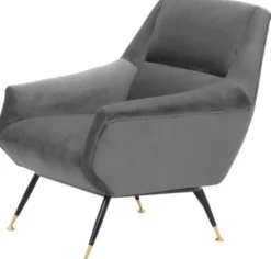 Casa Padrino Luxus Salon Sessel Grau / Schwarz / Messing 75 x 75 x H. 78 cm - Hotel Möbel