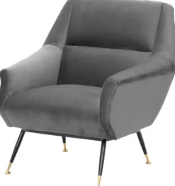 Casa Padrino Luxus Salon Sessel Grau / Schwarz / Messing 75 x 75 x H. 78 cm - Hotel Möbel