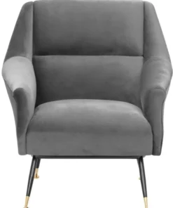 Casa Padrino Luxus Salon Sessel Grau / Schwarz / Messing 75 x 75 x H. 78 cm - Hotel Möbel