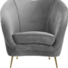 Casa Padrino Luxus Salon Sessel Grau / Messing 85 x 77 x H. 80 cm - Luxus Kollektion