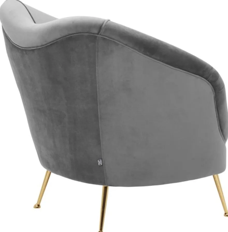 Casa Padrino Luxus Salon Sessel Grau / Messing 85 x 77 x H. 80 cm - Luxus Kollektion