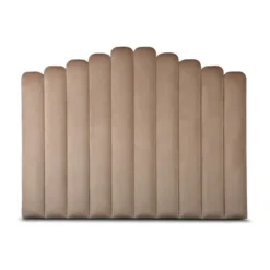 Casa Padrino Luxus Samt Bett-Kopfteil Camel 200 x H. 140 cm - Luxus Hotel & Schlafzimmer Möbel