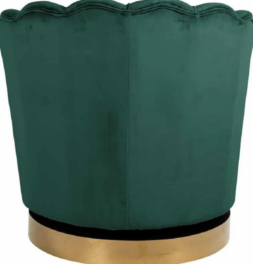 Casa Padrino Luxus Samt Drehsessel Grün / Gold 81,5 x 76 x H. 79 cm - Moderner Wohnzimmer Sessel - Luxus Wohnzimmer Möbel