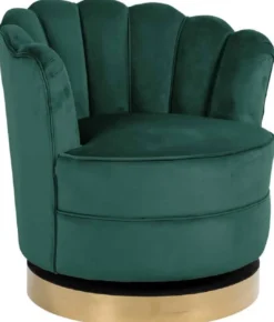 Casa Padrino Luxus Samt Drehsessel Grün / Gold 81,5 x 76 x H. 79 cm - Moderner Wohnzimmer Sessel - Luxus Wohnzimmer Möbel