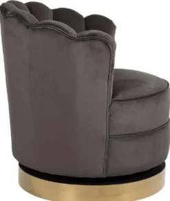 Casa Padrino Luxus Samt Drehsessel Grau / Gold 81,5 x 76 x H. 79 cm - Moderner Wohnzimmer Sessel - Luxus Wohnzimmer Möbel