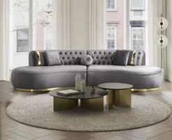 Casa Padrino Luxus Samt 4er Sofa Grau / Gold 330 x 120 x H. 76 cm - Wohnzimmer Sofa mit edlem Samtstoff - Wohnzimmer Möbel - Luxus Möbel - Wohnzimmer Einrichtung - Luxus Einrichtung