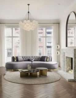 Casa Padrino Luxus Samt 4er Sofa Grau / Gold 330 x 120 x H. 76 cm - Wohnzimmer Sofa mit edlem Samtstoff - Wohnzimmer Möbel - Luxus Möbel - Wohnzimmer Einrichtung - Luxus Einrichtung