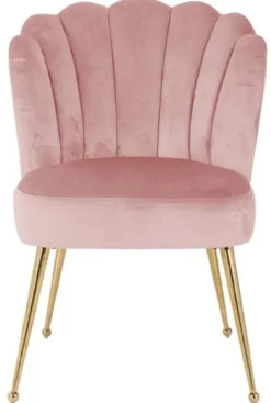 Casa Padrino Luxus Samt Esszimmer Stuhl Rosa / Gold 66 x 64 x H. 86 cm - Küchenstuhl mit Samtsoff - Esszimmer Möbel - Küchen Möbel - Luxus Möbel
