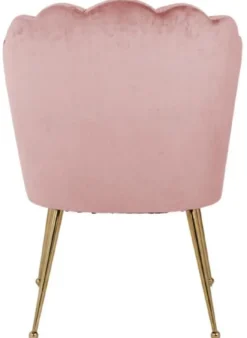 Casa Padrino Luxus Samt Esszimmer Stuhl Rosa / Gold 66 x 64 x H. 86 cm - Küchenstuhl mit Samtsoff - Esszimmer Möbel - Küchen Möbel - Luxus Möbel
