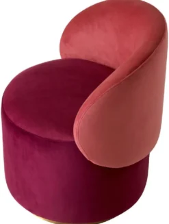 Casa Padrino Luxus Samt Esszimmer Stuhl Bordeauxrot / Rot / Messing 60 x 55 x H. 73,5 cm - Drehstuhl mit edlem Samtsoff - Esszimmer Möbel - Luxus Möbel - Luxus Qualität