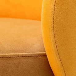 Casa Padrino Luxus Samt Esszimmer Stuhl Dunkelgelb / Gelb / Messing 60 x 55 x H. 73,5 cm - Drehstuhl mit edlem Samtsoff - Esszimmer Möbel - Luxus Möbel - Luxus Qualität