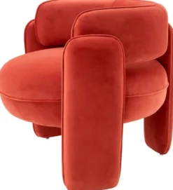 Casa Padrino Luxus Samt Sessel Orange 80 x 71 x H. 68,5 cm - Wohnzimmer Sessel - Hotel Sessel - Wohnzimmer Möbel - Luxus Möbel - Wohnzimmer Einrichtung - Luxus Einrichtung - Möbel Luxus