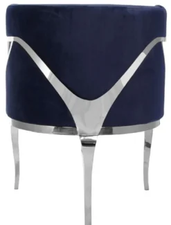 Casa Padrino Luxus Samt Sessel Blau / Silber 78 x 55 x H. 59 cm - Wohnzimmer Sessel - Hotel Sessel - Wohnzimmer Möbel - Luxus Möbel - Wohnzimmer Einrichtung - Luxus Einrichtung - Möbel Luxus
