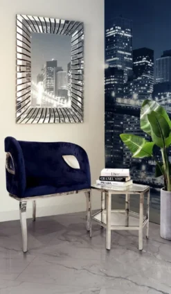 Casa Padrino Luxus Samt Sessel Blau / Silber 78 x 55 x H. 59 cm - Wohnzimmer Sessel - Hotel Sessel - Wohnzimmer Möbel - Luxus Möbel - Wohnzimmer Einrichtung - Luxus Einrichtung - Möbel Luxus