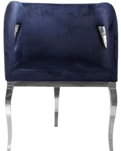 Casa Padrino Luxus Samt Sessel Blau / Silber 78 x 55 x H. 59 cm - Wohnzimmer Sessel - Hotel Sessel - Wohnzimmer Möbel - Luxus Möbel - Wohnzimmer Einrichtung - Luxus Einrichtung - Möbel Luxus