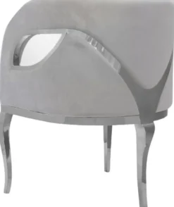 Casa Padrino Luxus Samt Sessel Grau / Silber 78 x 55 x H. 59 cm - Wohnzimmer Sessel - Hotel Sessel - Wohnzimmer Möbel - Luxus Möbel - Wohnzimmer Einrichtung - Luxus Einrichtung - Möbel Luxus