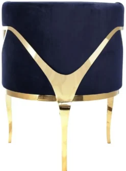 Casa Padrino Luxus Samt Sessel Blau / Gold 78 x 55 x H. 59 cm - Wohnzimmer Sessel - Hotel Sessel - Wohnzimmer Möbel - Luxus Möbel - Wohnzimmer Einrichtung - Luxus Einrichtung - Möbel Luxus
