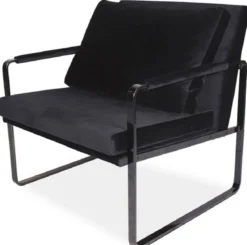 Casa Padrino Luxus Samt Sessel Schwarz 76 x 74 x H. 76 cm - Moderner Wohnzimmer Sessel mit Kissen - Luxus Möbel