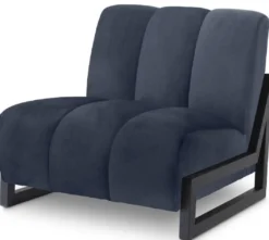 Casa Padrino Luxus Samt Sessel Mitternachtsblau / Schwarz 83,5 x 90 x H. 83,5 cm - Wohnzimmer Sessel - Hotel Sessel - Luxus Möbel