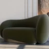 Casa Padrino Luxus Samt Sessel rechte Seite Grün / Messing 110 x 105 x H. 78 cm - Wohnzimmer Sessel - Hotel Sessel - Wohnzimmer Möbel - Hotel Möbel - Luxus Möbel