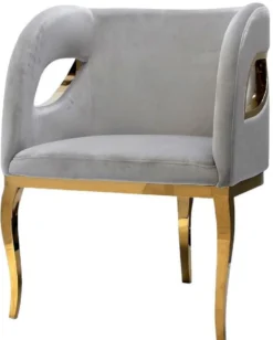Casa Padrino Luxus Samt Sessel Grau / Gold 78 x 55 x H. 59 cm - Wohnzimmer Sessel - Hotel Sessel - Wohnzimmer Möbel - Luxus Möbel - Wohnzimmer Einrichtung - Luxus Einrichtung - Möbel Luxus
