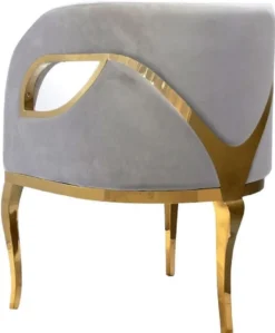 Casa Padrino Luxus Samt Sessel Grau / Gold 78 x 55 x H. 59 cm - Wohnzimmer Sessel - Hotel Sessel - Wohnzimmer Möbel - Luxus Möbel - Wohnzimmer Einrichtung - Luxus Einrichtung - Möbel Luxus