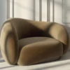 Casa Padrino Luxus Samt Sessel linke Seite Braun / Dunkelbraun 110 x 105 x H. 78 cm - Wohnzimmer Sessel - Hotel Sessel - Wohnzimmer Möbel - Hotel Möbel - Luxus Möbel