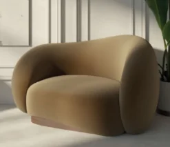 Casa Padrino Luxus Samt Sessel rechte Seite Braun / Dunkelbraun 110 x 105 x H. 78 cm - Wohnzimmer Sessel - Hotel Sessel - Wohnzimmer Möbel - Hotel Möbel - Luxus Möbel