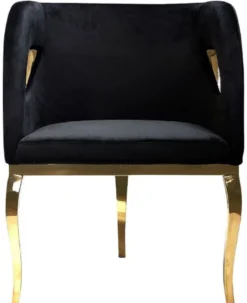 Casa Padrino Luxus Samt Sessel Schwarz / Gold 78 x 55 x H. 59 cm - Wohnzimmer Sessel - Hotel Sessel - Wohnzimmer Möbel - Luxus Möbel - Wohnzimmer Einrichtung - Luxus Einrichtung - Möbel Luxus