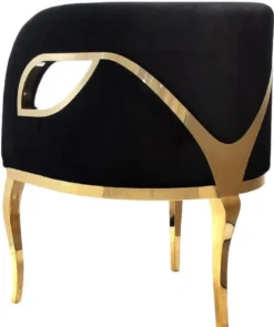 Casa Padrino Luxus Samt Sessel Schwarz / Gold 78 x 55 x H. 59 cm - Wohnzimmer Sessel - Hotel Sessel - Wohnzimmer Möbel - Luxus Möbel - Wohnzimmer Einrichtung - Luxus Einrichtung - Möbel Luxus