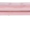 Casa Padrino Luxus Samt Sitzbank Rosa / Gold 121,5 x 45 x H. 51,5 cm - Gepolsterte Massivholz Bank mit edlem Samtstoff und Edelstahl Beinen - Luxus Kollektion