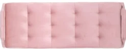 Casa Padrino Luxus Samt Sitzbank Rosa / Gold 121,5 x 45 x H. 51,5 cm - Gepolsterte Massivholz Bank mit edlem Samtstoff und Edelstahl Beinen - Luxus Kollektion