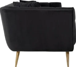 Casa Padrino Luxus Samt Sofa Anthrazit / Gold 230 x 91 x H. 75 cm - Wohnzimmer Sofa - Wohnzimmer Möbel - Luxus Möbel - Wohnzimmer Einrichtung - Luxus Einrichtung - Luxus Qualität
