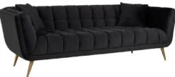Casa Padrino Luxus Samt Sofa Anthrazit / Gold 230 x 91 x H. 75 cm - Wohnzimmer Sofa - Wohnzimmer Möbel - Luxus Möbel - Wohnzimmer Einrichtung - Luxus Einrichtung - Luxus Qualität