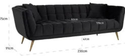 Casa Padrino Luxus Samt Sofa Anthrazit / Gold 230 x 91 x H. 75 cm - Wohnzimmer Sofa - Wohnzimmer Möbel - Luxus Möbel - Wohnzimmer Einrichtung - Luxus Einrichtung - Luxus Qualität