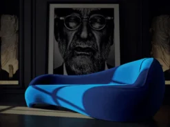 Casa Padrino Luxus Samt Sofa Blau 280 x 105 x H. 68 cm - Wohnzimmer Sofa - Hotel Sofa - Wohnzimmer Möbel - Hotel Möbel - Luxus Möbel