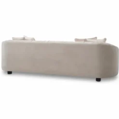 Casa Padrino Luxus Samt Sofa Creme / Schwarz 241 cm - Wohnzimmer & Hotel Möbel