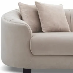 Casa Padrino Luxus Samt Sofa Creme / Schwarz 241 cm - Wohnzimmer & Hotel Möbel