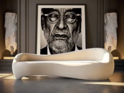 Casa Padrino Luxus Samt Sofa Creme 280 x 105 x H. 68 cm - Wohnzimmer Sofa - Hotel Sofa - Wohnzimmer Möbel - Hotel Möbel - Luxus Möbel