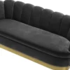 Casa Padrino Luxus Samt Sofa Dunkelgrau / Messingfarben 225 x 90 x H. 80 cm - Wohnzimmer Sofa - Luxus Qualität