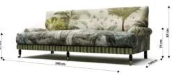 Casa Padrino Luxus Samt Sofa Grün / Mehrfarbig / Schwarz / Messing 200 x 100 x H. 87 cm - Wohnzimmer Sofa - Hotel Sofa - Wohnzimmer Möbel - Hotel Möbel - Luxus Möbel - Wohnzimmer Einrichtung