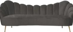 Casa Padrino Luxus Samt Sofa Grau / Gold 230 x 94 x H. 90 cm - Wohnzimmer Sofa mit edlem Samtstoff - Wohnzimmer Möbel - Luxus Möbel - Wohnzimmer Einrichtung - Luxus Einrichtung