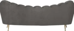 Casa Padrino Luxus Samt Sofa Grau / Gold 230 x 94 x H. 90 cm - Wohnzimmer Sofa mit edlem Samtstoff - Wohnzimmer Möbel - Luxus Möbel - Wohnzimmer Einrichtung - Luxus Einrichtung