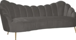 Casa Padrino Luxus Samt Sofa Grau / Gold 230 x 94 x H. 90 cm - Wohnzimmer Sofa mit edlem Samtstoff - Wohnzimmer Möbel - Luxus Möbel - Wohnzimmer Einrichtung - Luxus Einrichtung