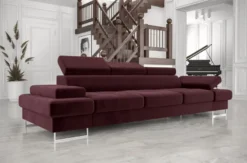 Casa Padrino Luxus Samt Sofa Lila / Silber 305 x 97 x H. 74-95 cm - Wohnzimmer Sofa mit verstellbaren Kopfstützen - Wohnzimmer Möbel - Luxus Möbel - Luxus Einrichtung